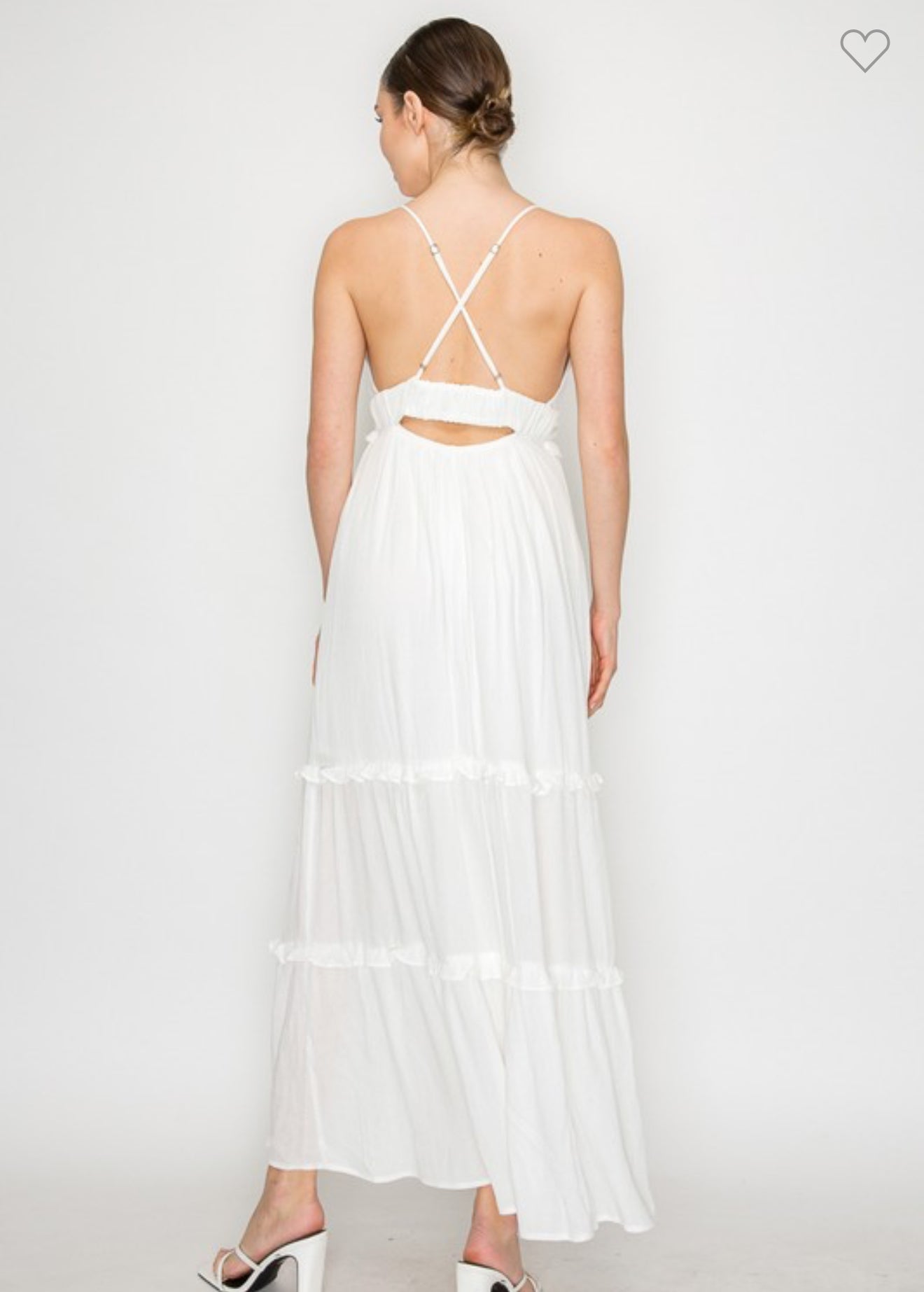 Crossed-Back Ruffle Trim Tiered Dress